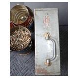 Vintage craftsman sander in metal case, bolts, nuts, screws and more