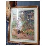 Painting, 2 pictures and a metal sign