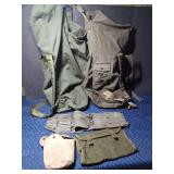 2 Military duffle bags, canteen bag, pouch and gun cleaning kit