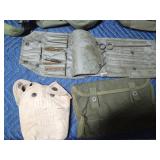 2 Military duffle bags, canteen bag, pouch and gun cleaning kit