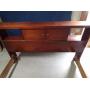 Solid wood vintage bed frame on wheels
