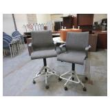 HERMAN MILLER, HEIGHT ADJUSTABLE, UPHOLSTERED STOOLS