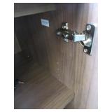 WOOD TONE DESK WITH RETURN AND STORAGE CABINET