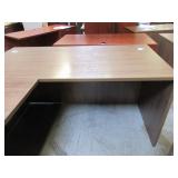 WOOD TONE DESK WITH RETURN AND STORAGE CABINET