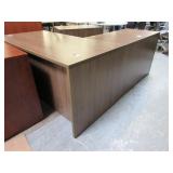 WOOD TONE DESK WITH RETURN AND STORAGE CABINET
