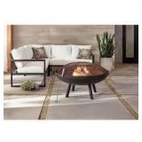 Hampton Bay Windgate 40 in. Dia. Round Steel Wood Burning Fire Pit with Spark Guard Customer Returns See Pictures
