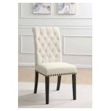 Coaster Alana Diamond Tufting Beige and Smokey Black Upholstered Dining Side Chairs (Set of 2)   Customer Returns See Pictures