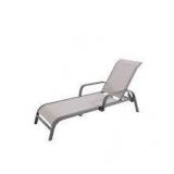 Home Decorators Collection Mix and Match Dark Taupe Reinforced Aluminum Sling Outdoor Patio Stack Chaise Lounge with Sunbrella Elevation Stone    Customer Returns See Pictures