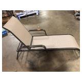 Home Decorators Collection Mix and Match Dark Taupe Reinforced Aluminum Sling Outdoor Patio Stack Chaise Lounge with Sunbrella Elevation Stone    Customer Returns See Pictures