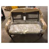 StyleWell Mix and Match Brown Wicker Outdoor Patio Loveseat with Beige Cushions    Customer Returns See Pictures