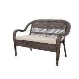 StyleWell Mix and Match Brown Wicker Outdoor Patio Loveseat with Beige Cushions    Customer Returns See Pictures