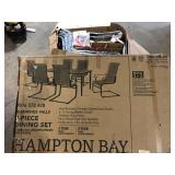 Hampton Bay Glenridge Falls 7-Piece Metal Rectangle Outdoor Dining Set in Putty Customer Returns See Pictures
