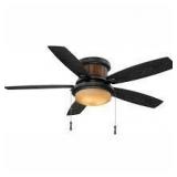 Hampton Bay Roanoke 48 in. Indoor/Outdoor Wet Rated Natural Iron Ceiling Fan with LED Bulbs Included    Customer Returns See Pictures