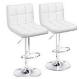 LACOO 33 in. - 44 in. Height White Low Back Metal Adjustable Bar Stool with PU Leather-Seat 360° Swivel (Set of 2)     Customer Returns See Pictures