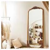 Rustic Arched 21 in. W x 64 in. H Solid Wood Framed DIY Carved Full Length Mirror    Customer Returns See Pictures