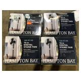 Lot of Hampton Bay 16 in. 3 Speed Digital Oscillating Standing Fan with Adjustable Height Customer Returns See Pictures