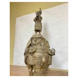 Wonderful Large Benin Bronze Figural Container