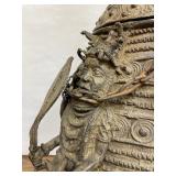 Wonderful Large Benin Bronze Figural Container