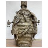 Wonderful Large Benin Bronze Figural Container