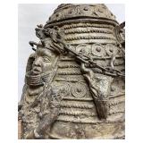 Wonderful Large Benin Bronze Figural Container
