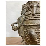 Wonderful Large Benin Bronze Figural Container
