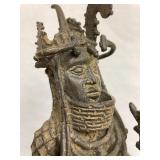 Wonderful Large Benin Bronze Figural Container
