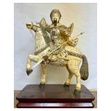 Awesome Large Vintage Oriental Carved Warrior on Horseback Statue #1