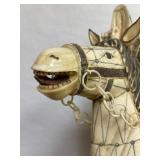 Awesome Large Vintage Oriental Carved Warrior on Horseback Statue #1