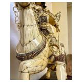 Awesome Large Vintage Oriental Carved Warrior on Horseback Statue #1