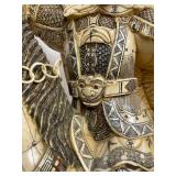 Awesome Large Vintage Oriental Carved Warrior on Horseback Statue #1