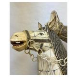 Awesome Large Vintage Oriental Carved Warrior on Horseback Statue #1