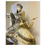 Awesome Large Vintage Oriental Carved Warrior on Horseback Statue #1
