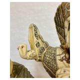 Awesome Large Vintage Oriental Carved Warrior on Horseback Statue #1