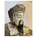 Awesome Large Vintage Oriental Carved Warrior on Horseback Statue #1
