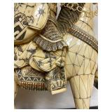 Awesome Large Vintage Oriental Carved Warrior on Horseback Statue #1
