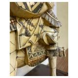Awesome Large Vintage Oriental Carved Warrior on Horseback Statue #1