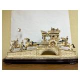Great Looking LARGE Oriental Carved Bone etc Elaborate Carriage on Bridge Scene