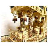 Great Looking LARGE Oriental Carved Bone etc Elaborate Carriage on Bridge Scene