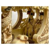 Great Looking LARGE Oriental Carved Bone etc Elaborate Carriage on Bridge Scene