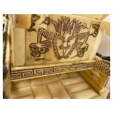 Great Looking LARGE Oriental Carved Bone etc Elaborate Carriage on Bridge Scene