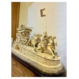 Great Looking LARGE Oriental Carved Bone etc Elaborate Carriage on Bridge Scene