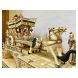 Great Looking LARGE Oriental Carved Bone etc Elaborate Carriage on Bridge Scene