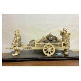 Excellent Vintage Oriental Carved Bone Fish Cart Display Statue