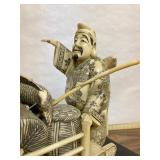Excellent Vintage Oriental Carved Bone Fish Cart Display Statue