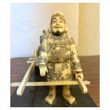 Excellent Vintage Oriental Carved Bone Fish Cart Display Statue
