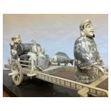 Excellent Vintage Oriental Carved Bone Fish Cart Display Statue