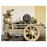Excellent Vintage Oriental Carved Bone Fish Cart Display Statue