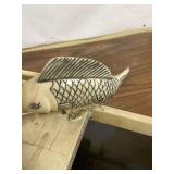 Excellent Vintage Oriental Carved Bone Fish Cart Display Statue