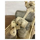 Excellent Vintage Oriental Carved Bone Fish Cart Display Statue