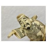 Excellent Vintage Oriental Carved Bone Fish Cart Display Statue